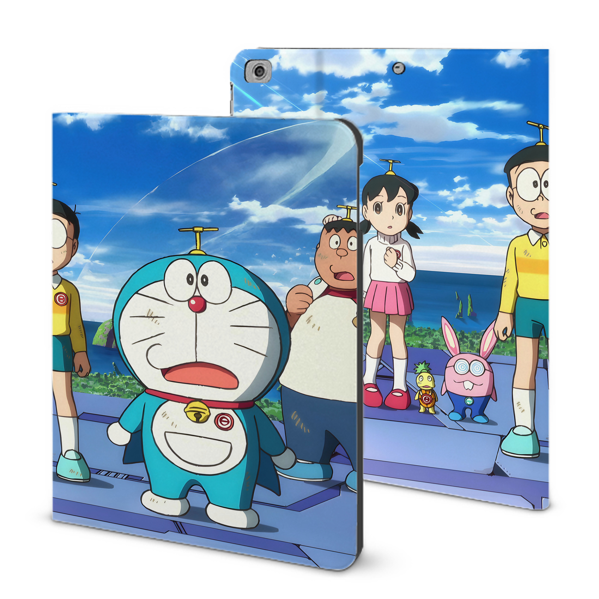 （画像用） ドラえもん Doraemon IPad ケース ブック型 PUレザー TPU 耐衝撃 軽量 薄型 ペン収納なし 全面保護 IPad 各モデル対応